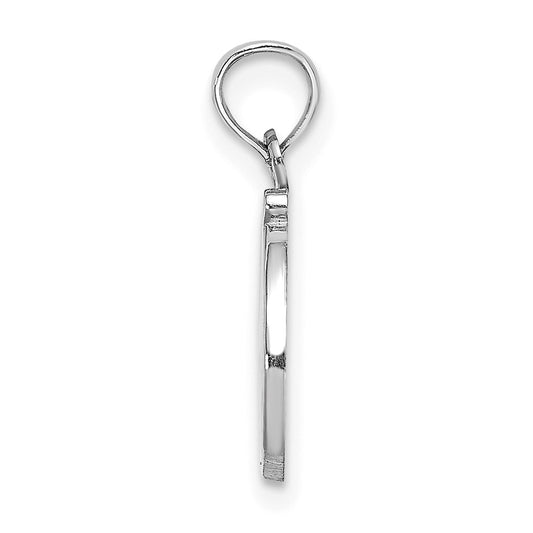 10K White Gold Polished Medium Script Initial D Charm