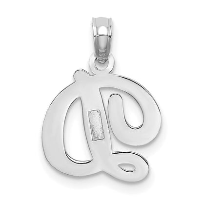 10K White Gold Polished Medium Script Initial D Charm