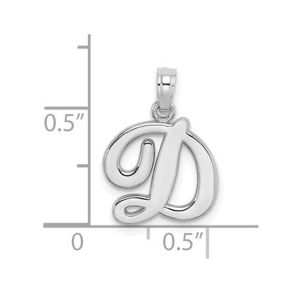 10K White Gold Polished Medium Script Initial D Charm