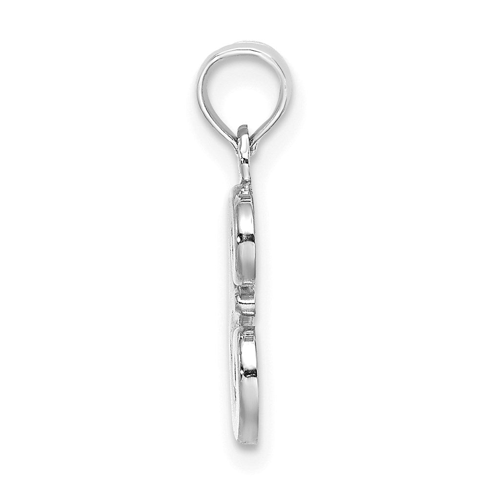 10K White Gold Polished Medium Script Initial E Charm