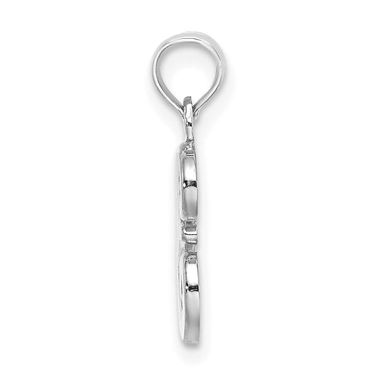 10K White Gold Polished Medium Script Initial E Charm