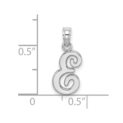 10K White Gold Polished Medium Script Initial E Charm