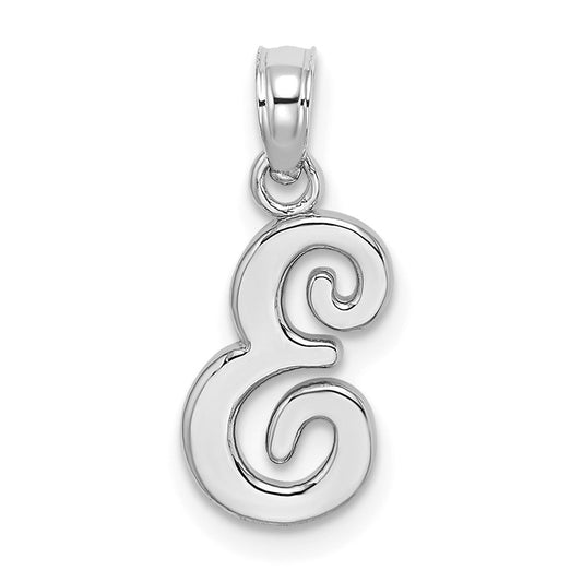 10K White Gold Polished Medium Script Initial E Charm