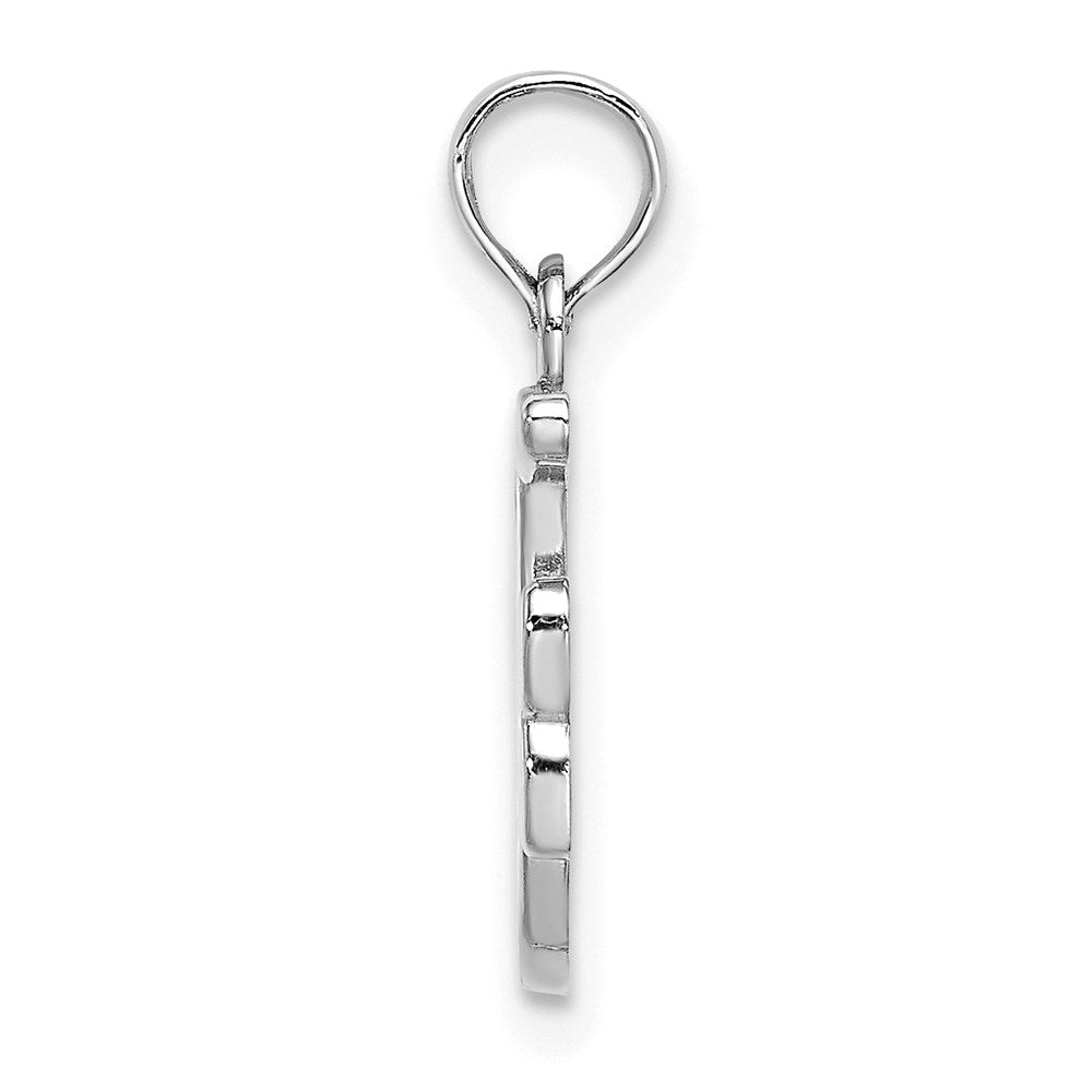 10K White Gold Polished Medium Script Initial F Charm