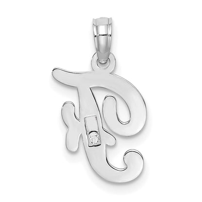 10K White Gold Polished Medium Script Initial F Charm