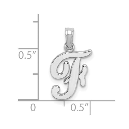 10K White Gold Polished Medium Script Initial F Charm