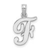 10K White Gold Polished Medium Script Initial F Charm