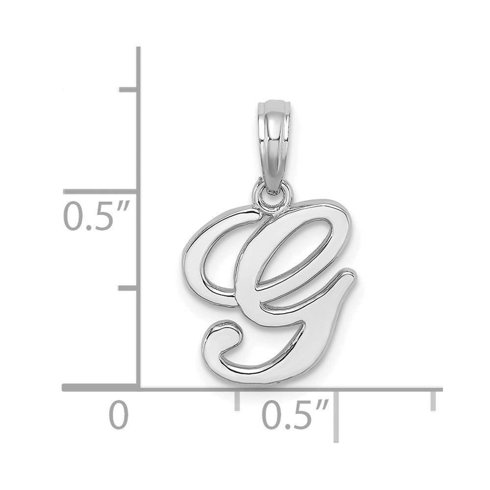 10K White Gold Polished Medium Script Initial G Charm