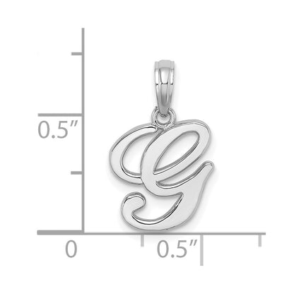 10K White Gold Polished Medium Script Initial G Charm