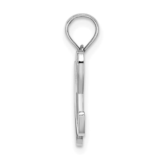 10K White Gold Polished Medium Script Initial H Charm