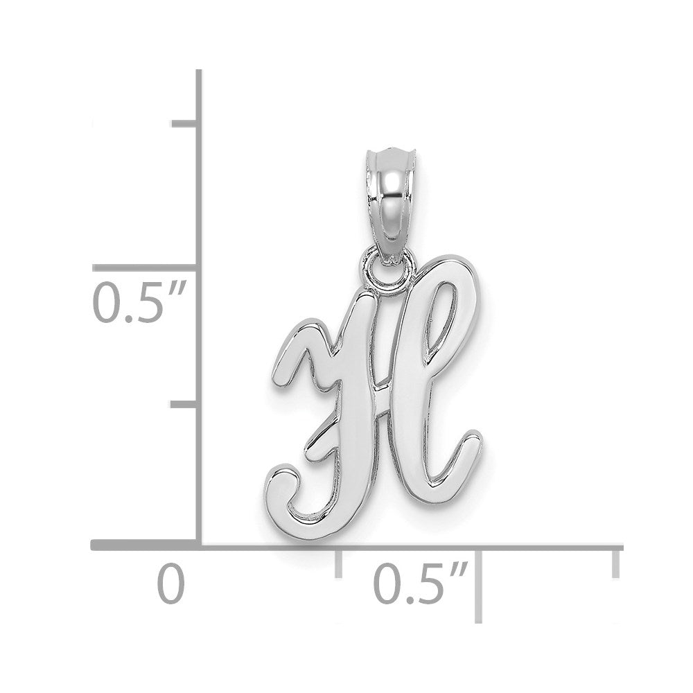 10K White Gold Polished Medium Script Initial H Charm