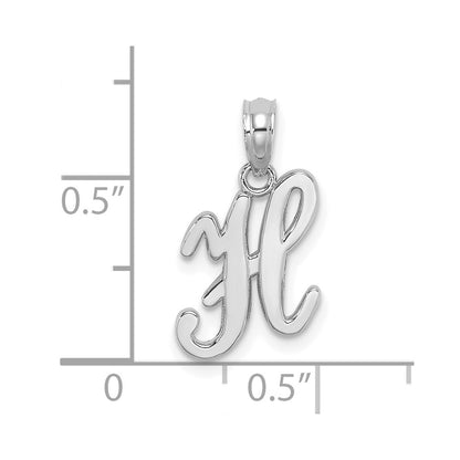 10K White Gold Polished Medium Script Initial H Charm