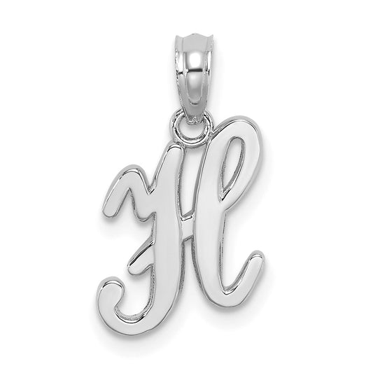 10K White Gold Polished Medium Script Initial H Charm