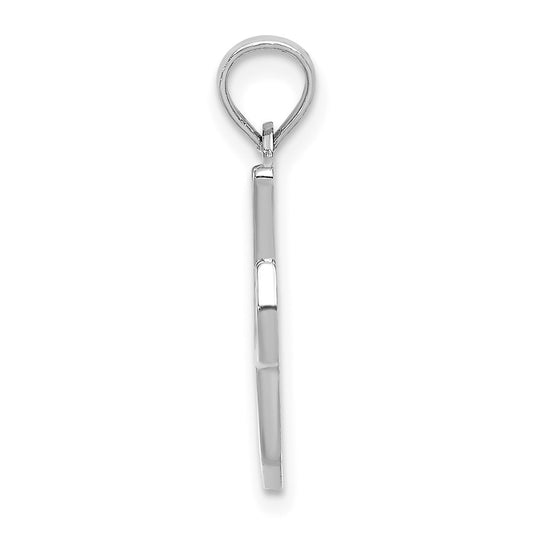 10K White Gold Polished Medium Script Initial I Charm