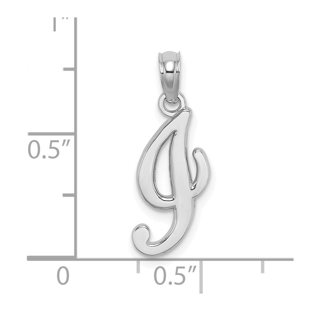 10K White Gold Polished Medium Script Initial I Charm