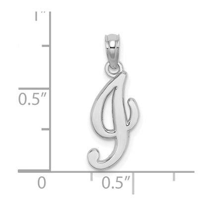 10K White Gold Polished Medium Script Initial I Charm