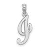 10K White Gold Polished Medium Script Initial I Charm