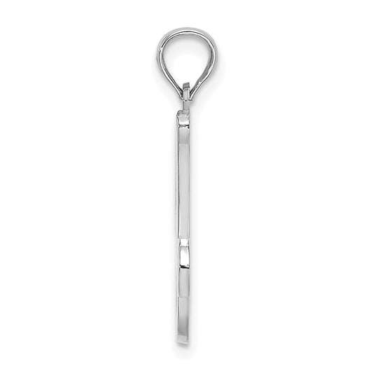 10K White Gold Polished Medium Script Initial J Charm