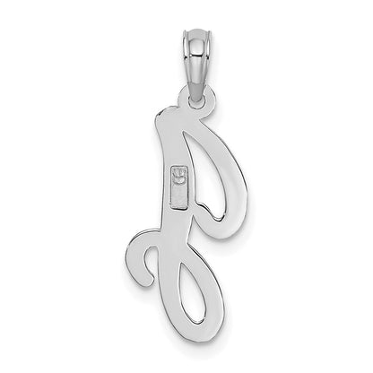 10K White Gold Polished Medium Script Initial J Charm