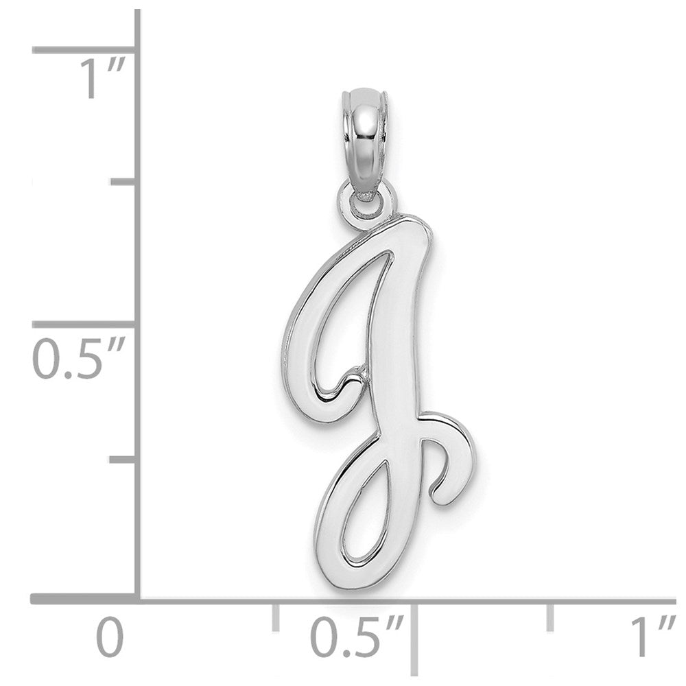 10K White Gold Polished Medium Script Initial J Charm