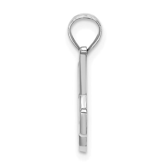 10K White Gold Polished Medium Script Initial K Charm