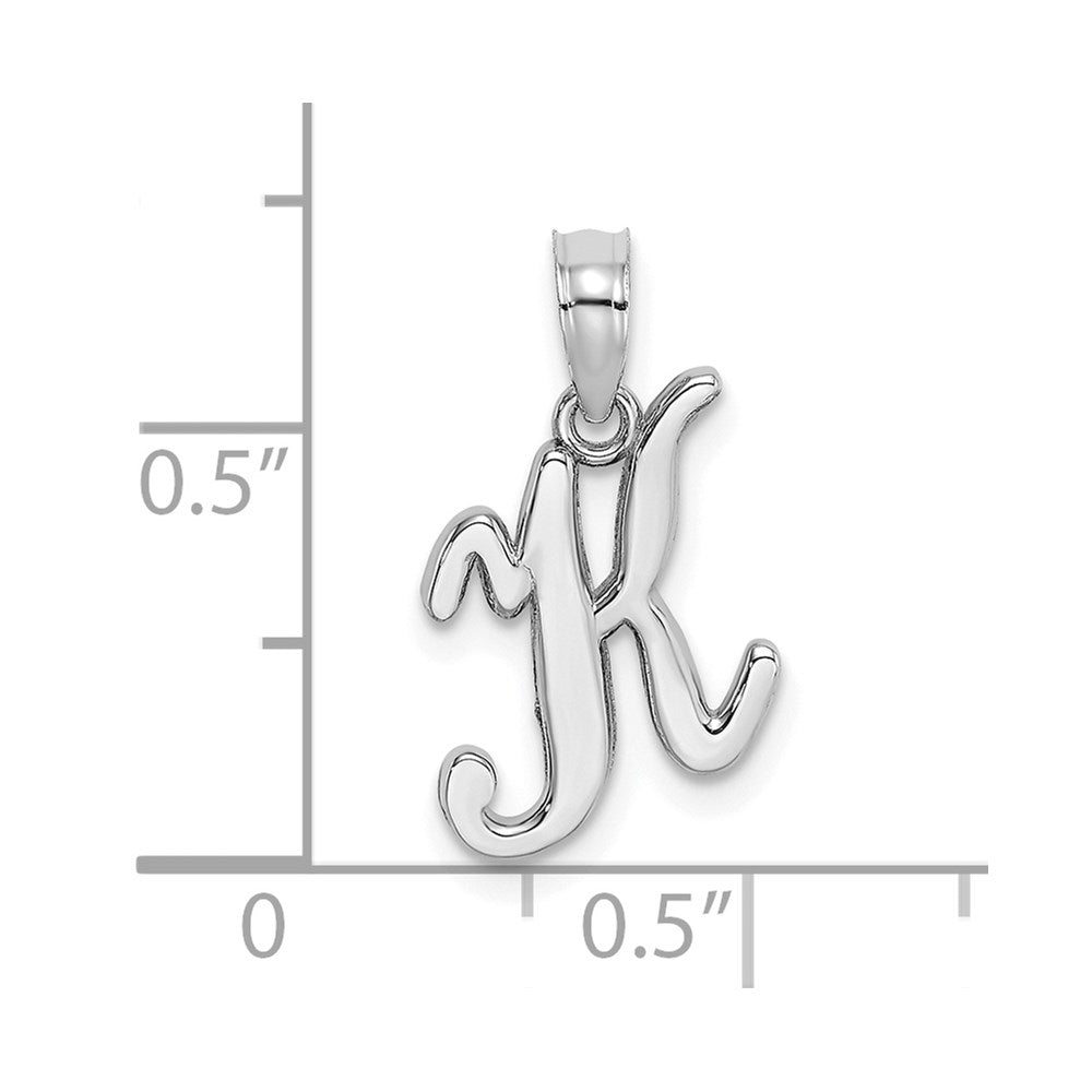 10K White Gold Polished Medium Script Initial K Charm