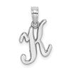 10K White Gold Polished Medium Script Initial K Charm