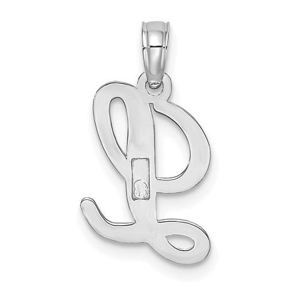 10K White Gold Polished Medium Script Initial L Charm