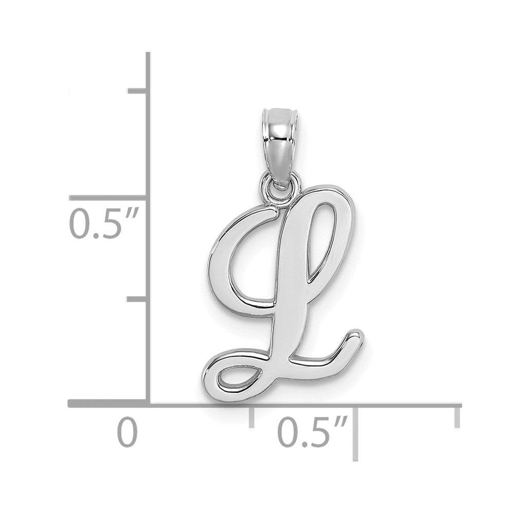 10K White Gold Polished Medium Script Initial L Charm