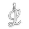 10K White Gold Polished Medium Script Initial L Charm