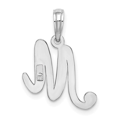 10K White Gold Polished Medium Script Initial M Charm