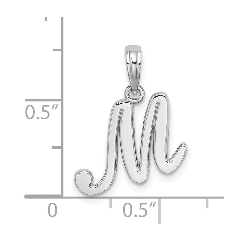 10K White Gold Polished Medium Script Initial M Charm