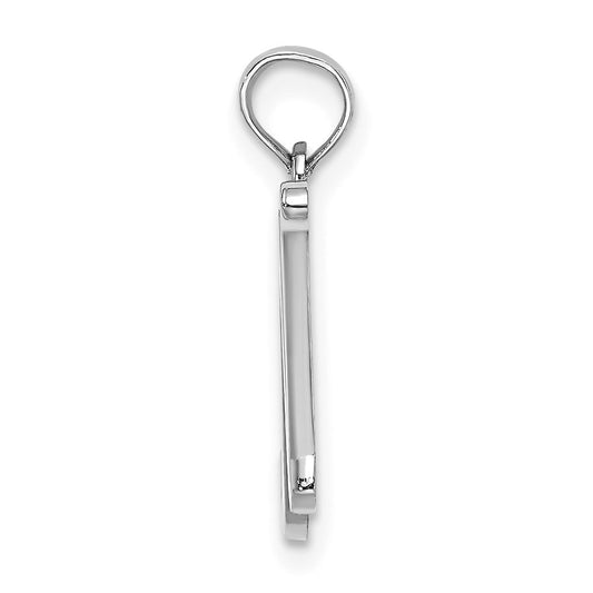 10K White Gold Polished Medium Script Initial N Charm