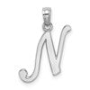 10K White Gold Polished Medium Script Initial N Charm