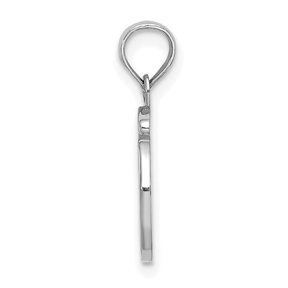 10K White Gold Polished Medium Script Initial O Charm