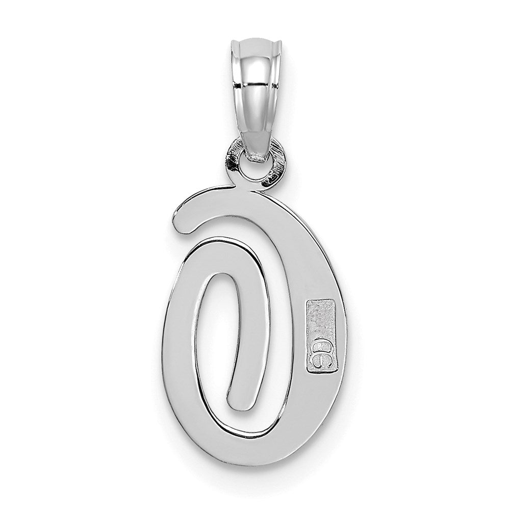 10K White Gold Polished Medium Script Initial O Charm