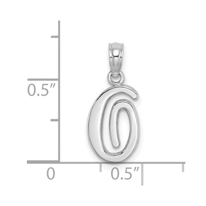 10K White Gold Polished Medium Script Initial O Charm