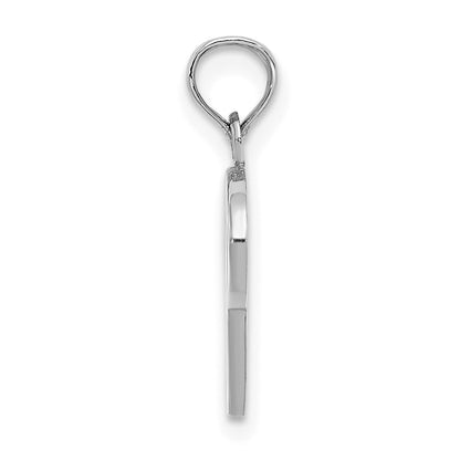 10K White Gold Polished Medium Script Initial P Charm