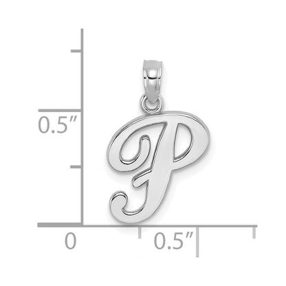 10K White Gold Polished Medium Script Initial P Charm