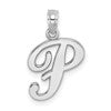 10K White Gold Polished Medium Script Initial P Charm