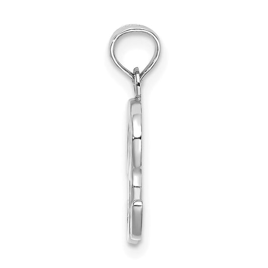 10K White Gold Polished Medium Script Initial R Charm