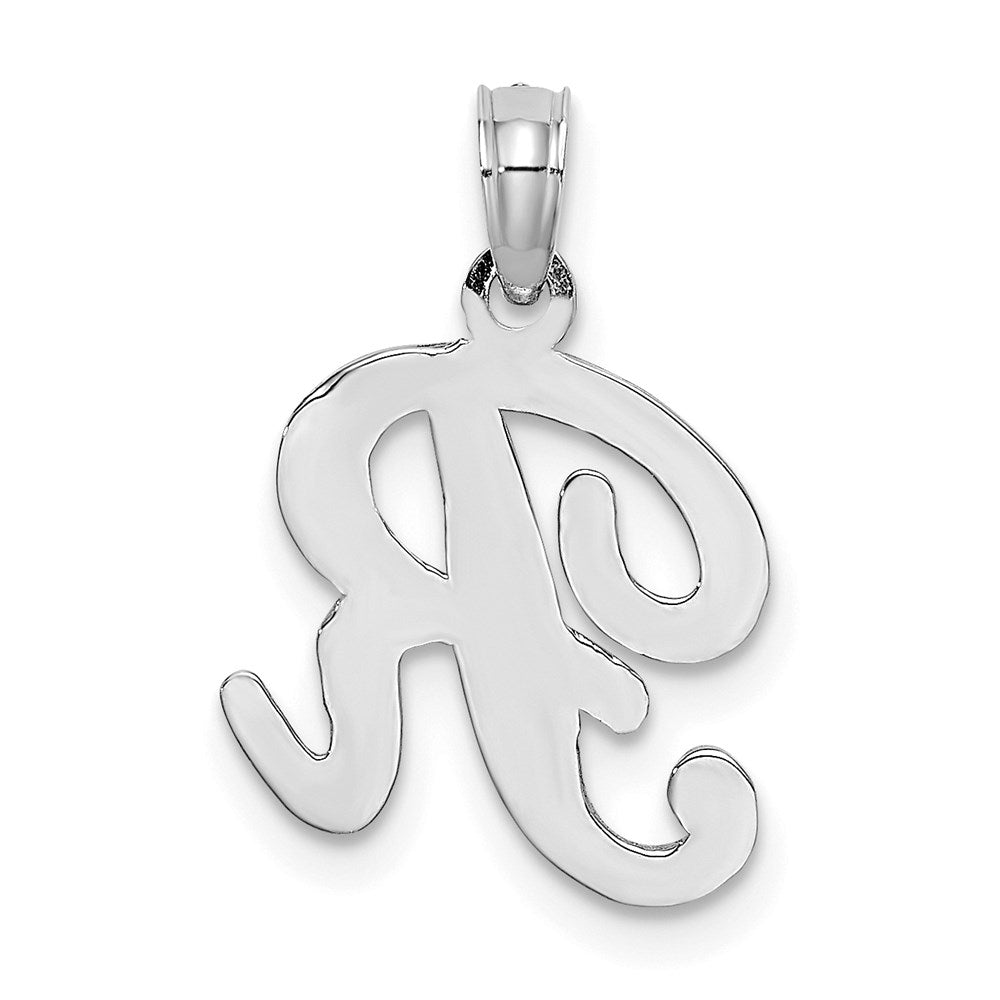 10K White Gold Polished Medium Script Initial R Charm
