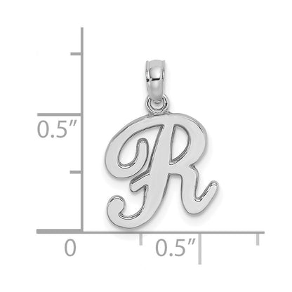 10K White Gold Polished Medium Script Initial R Charm