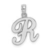 10K White Gold Polished Medium Script Initial R Charm