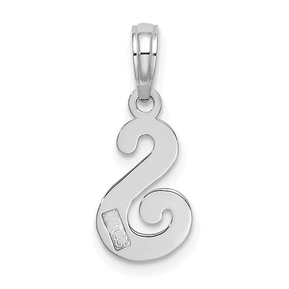 10K White Gold Polished Medium Script Initial S Charm