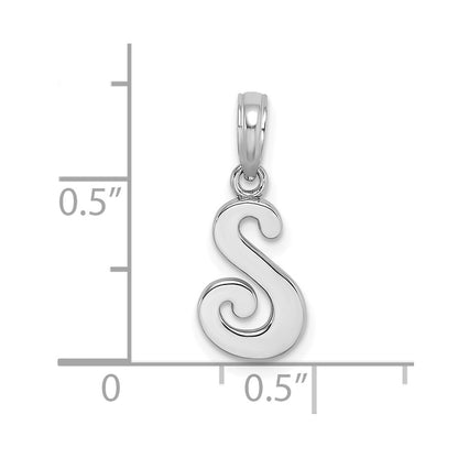 10K White Gold Polished Medium Script Initial S Charm