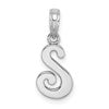 10K White Gold Polished Medium Script Initial S Charm