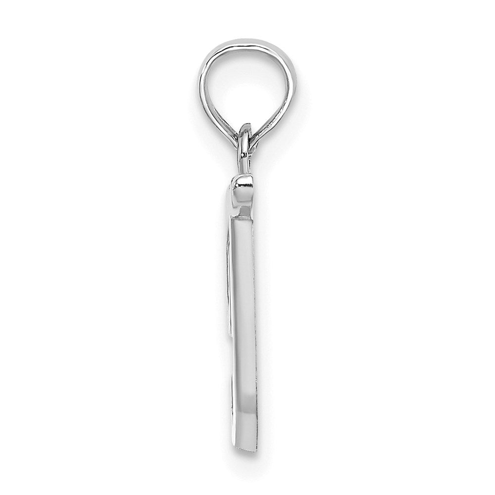 10K White Gold Polished Medium Script Initial T Charm