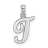 10K White Gold Polished Medium Script Initial T Charm