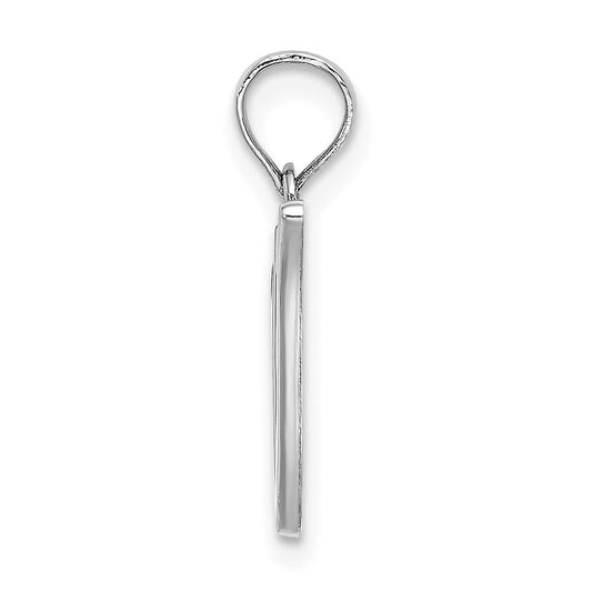 10K White Gold Polished Medium Script Initial V Charm